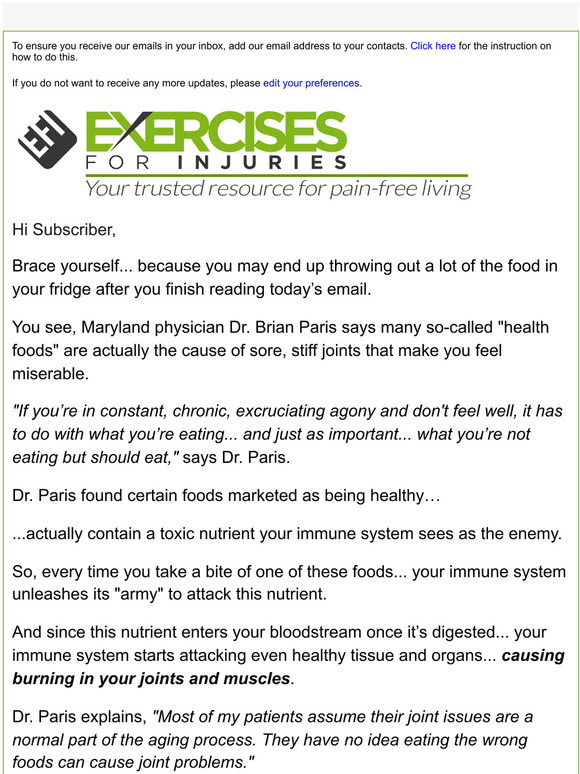 exercisesforinjuries eggs & burning joints Milled