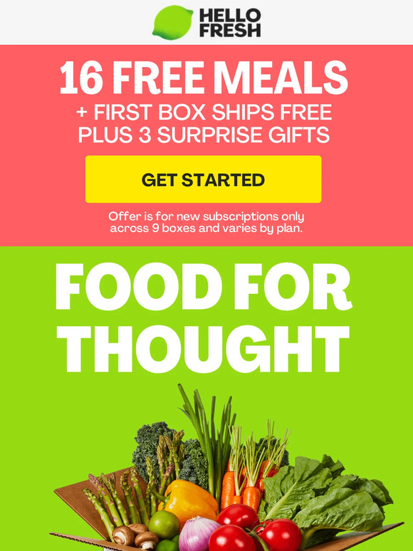 HelloFresh 16 FREE MEALS Cheaper, faster, greener… Milled