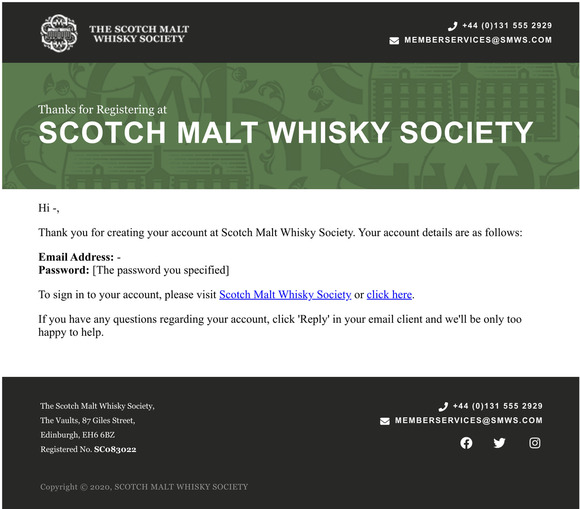 Thanks for Registering at Scotch Malt Whisky Society