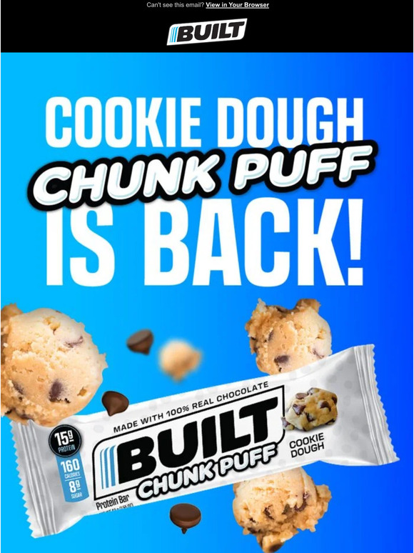 Built Bar: Cookie Dough Chunk Puff is back! 🥳 | Milled