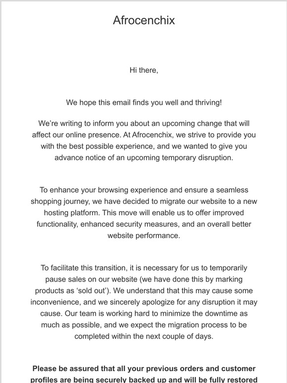 Important Notice: Temporary Website Downtime for Site Migration