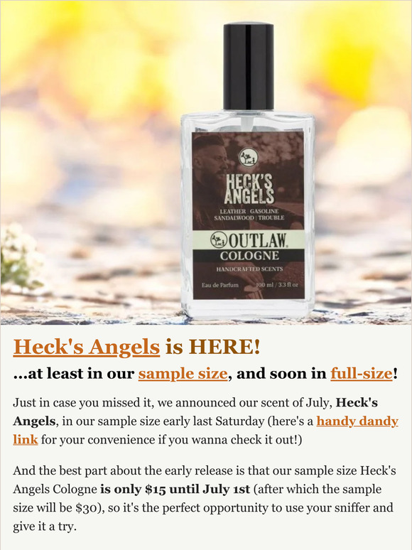 Heck's Angels Cologne: Available in our sample size AND soon our full-size!