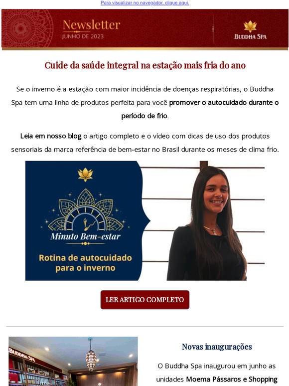 Newsletter Buddha Spa - Junho 2023