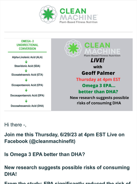 Clean Machine 🥉Omega 3 EPA better than DHA Study Findings 🥉 Milled