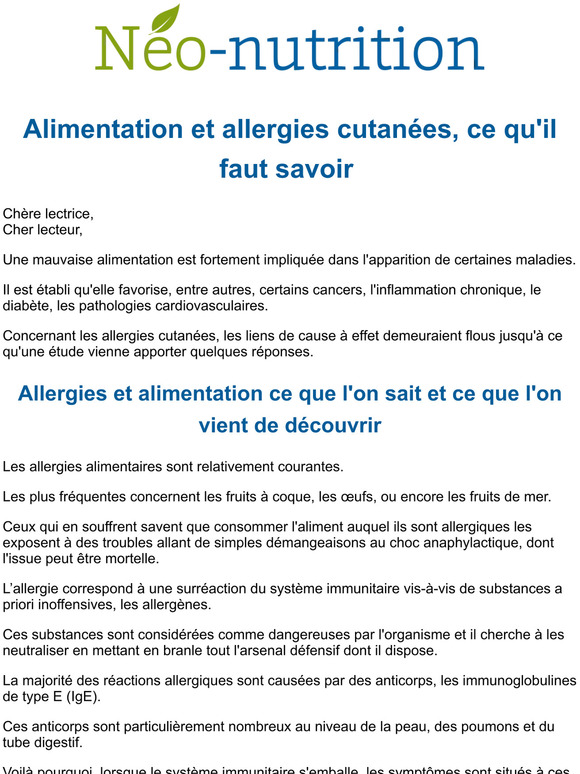 cellinnov fr Alimentation et allergies cutanées ce qu il faut savoir