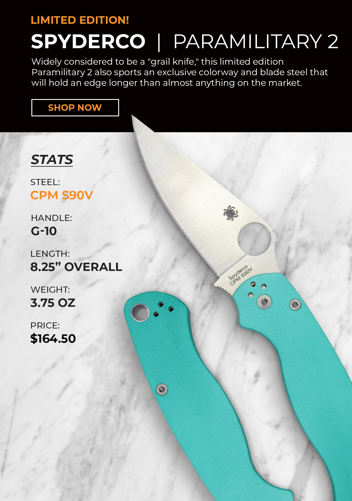 Blade HQ Source Spyderco Paramilitary 2 Exclusive Color & Upgraded