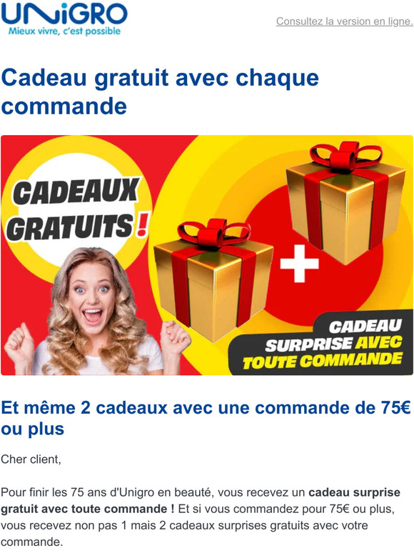 Plus vous commandez, plus vous recevez de cadeaux