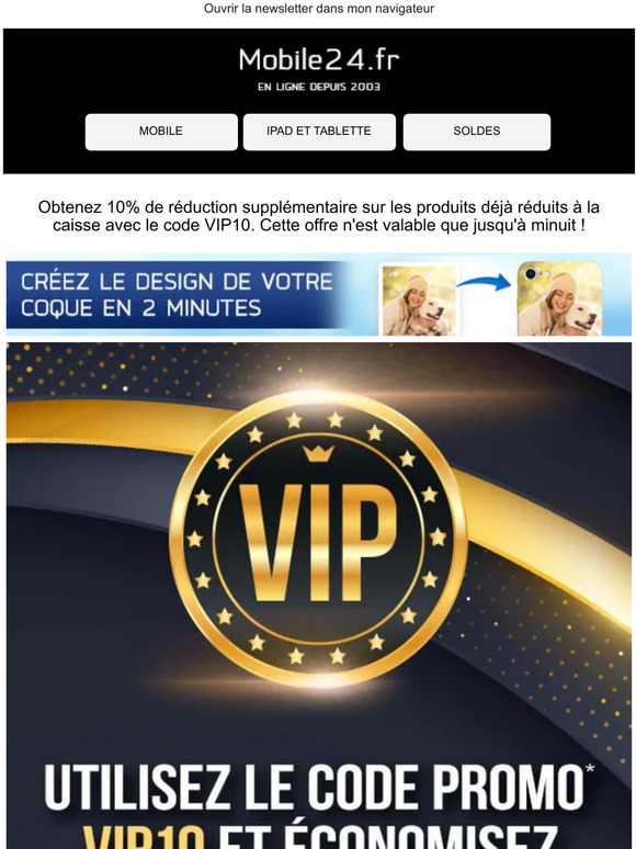 Le rabais supplémentaire de 10% expire à minuit !