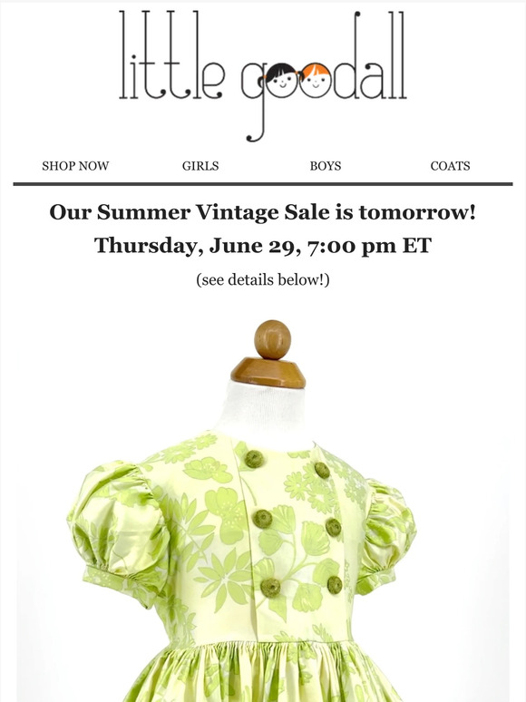 Reminder - the Summer Vintage Sale starts tomorrow!