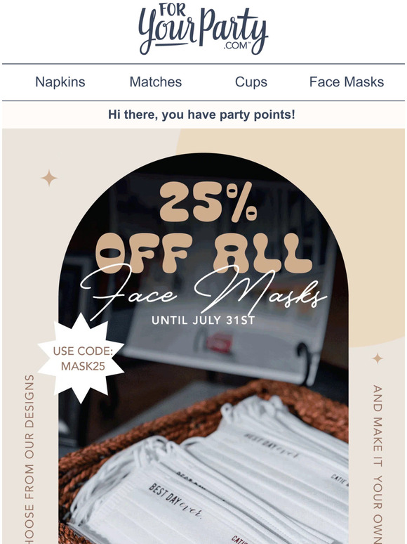 SALE! 25% off ALL Face Masks