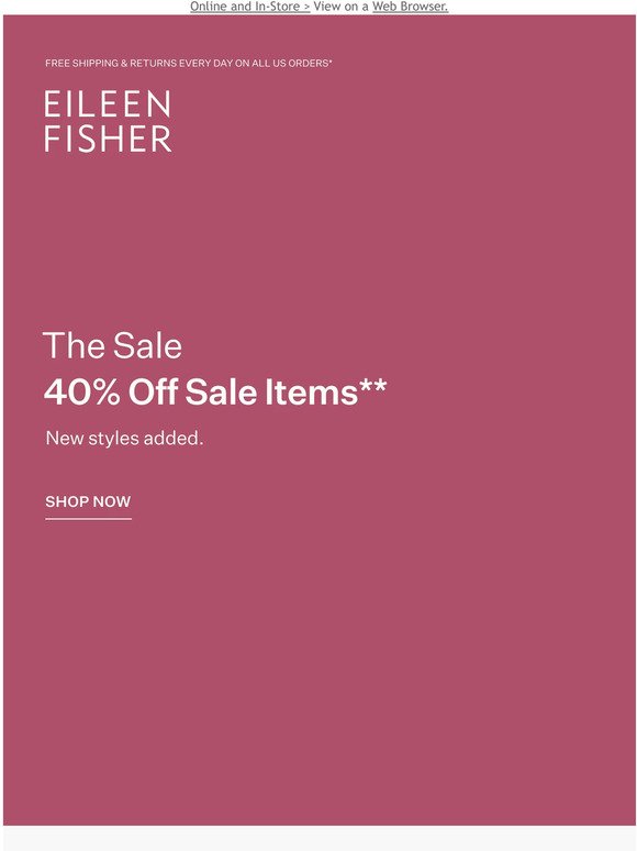 40% Off Sale Items