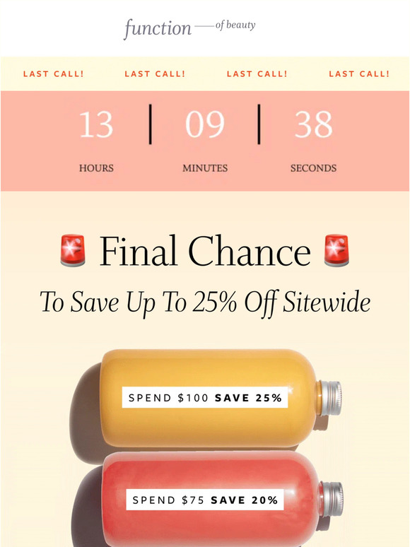 FINAL CHANCE! Shop big + save up to 25% off sitewide