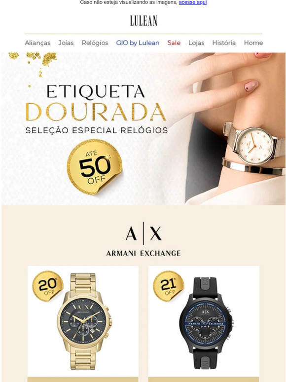 Até 50% OFF + 5 à vista! Armani, Casio, Mondaine... Chegaram Novos Relógios na Etiqueta Dourada! ﻿😍