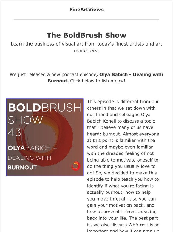 New Podcast Episode: Olya Babich - Dealing with Burnout