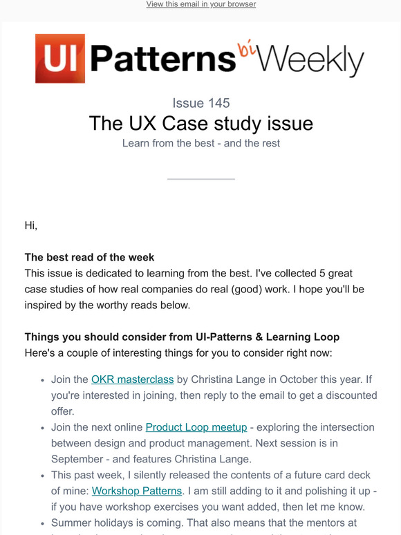 UI Patterns: The UX Case study issue | Milled