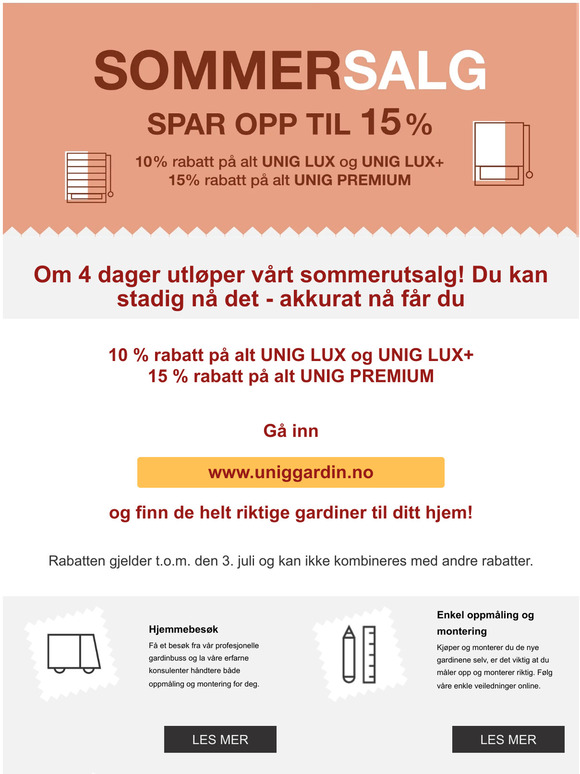 Spar opp til 15% hos UNIG på SOMMERSALG