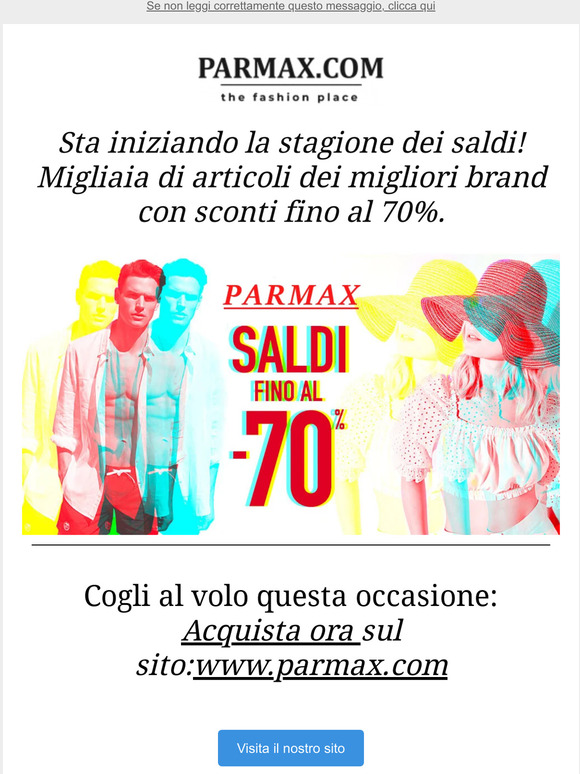 Sta arrivando la stagione dei SALDI su Parmax. Sconti fino al 70% su tutti i prodotti