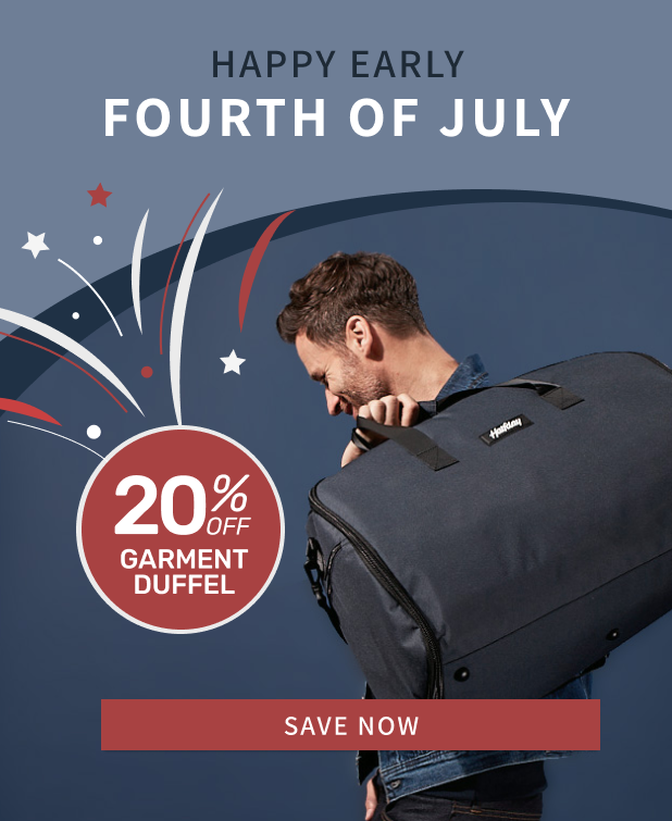 Happy Early Fourth of July. Get 20% OFF the Garment Duffel to Celebrate.