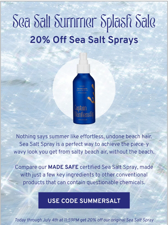 Sea Salt Summer Sale - 20% Off Salt Sprays