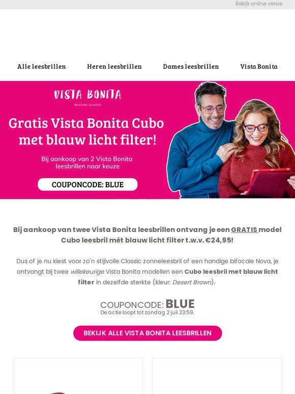 Gratis Vista Bonita Cubo met blauw licht filter t.w.v. 24,95