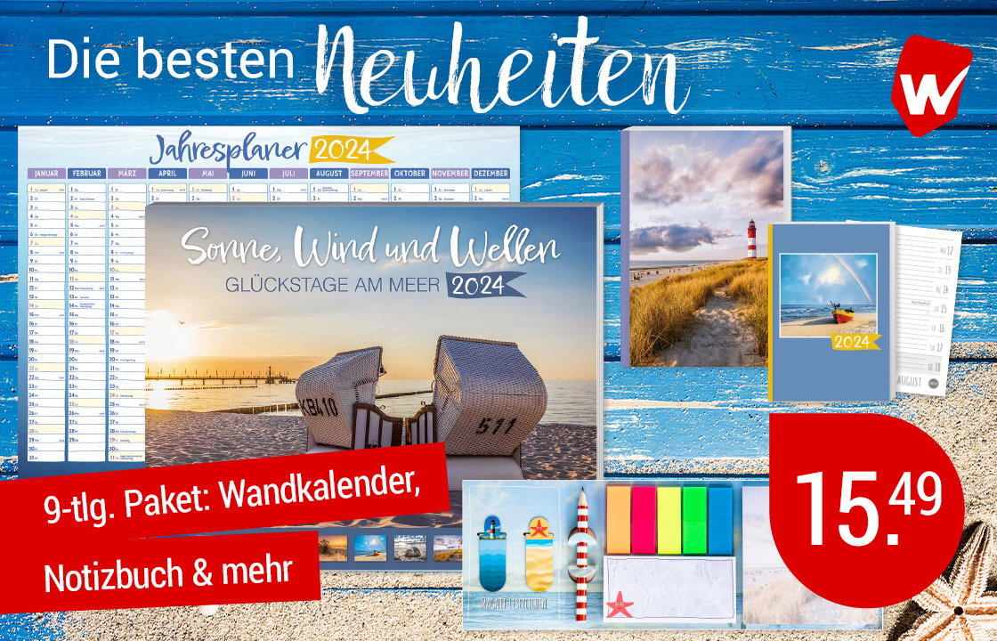 Sonne, Wind und Wellen Kalenderpaket 2024, 9-teilig - hier klicken!