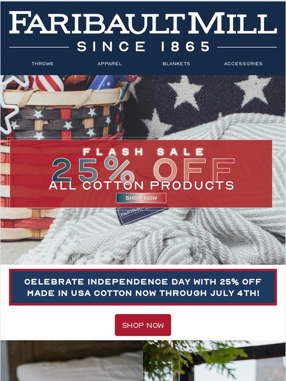 🚨 Flash Sale! 25% Off All Made in USA Cotton Throws & Blankets! 🚨