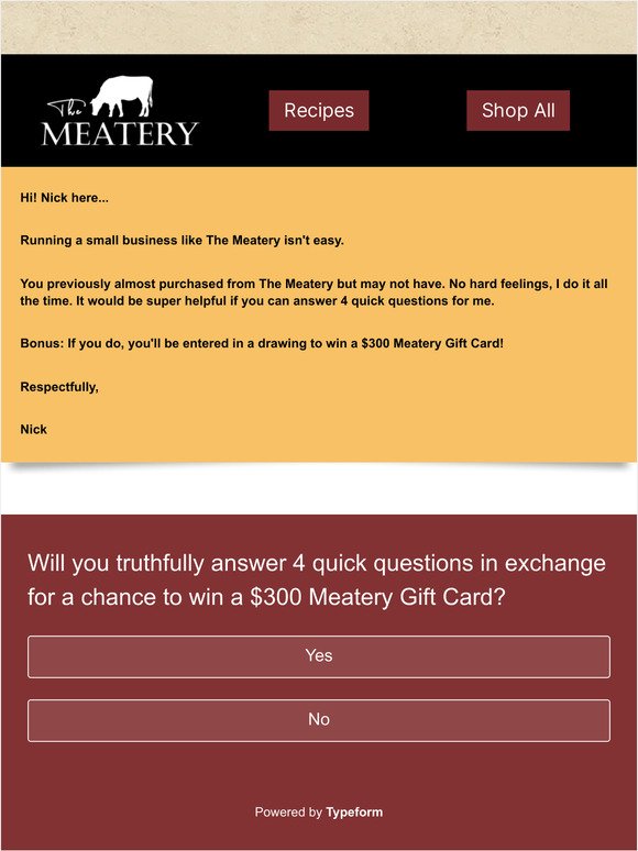 Win $300 of Wagyu - Take The Meatery's 2 Minute Survey