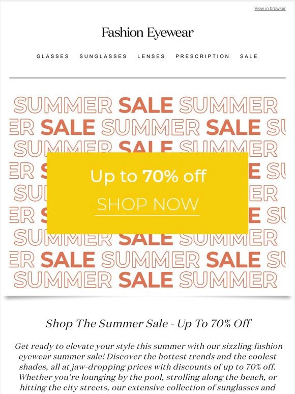 Fashion Eyewear's Biggest Ever Summer Sale!