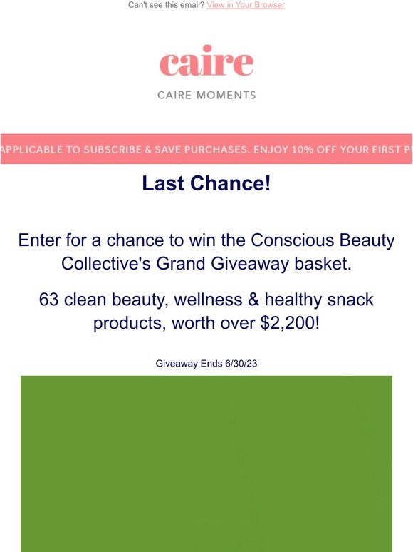 Last Chance! Enter The Conscious Beauty Collective's Giveaway Today!