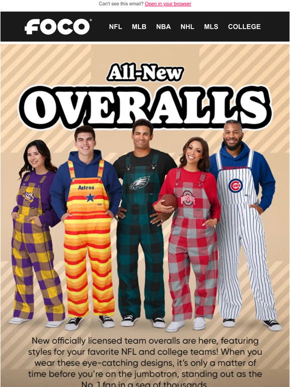 New Astros Gear. Overalls in Classic Astros Colors by FOCO - The