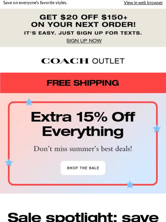 Up to 70% Off Coach Outlet Fall Clearance Sale + Extra 15% Off