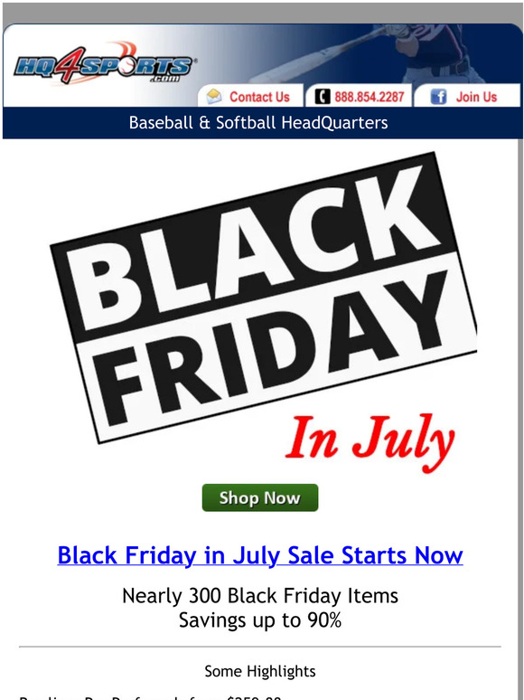 Black Friday in July @ HQ4SPORTS Starts Now