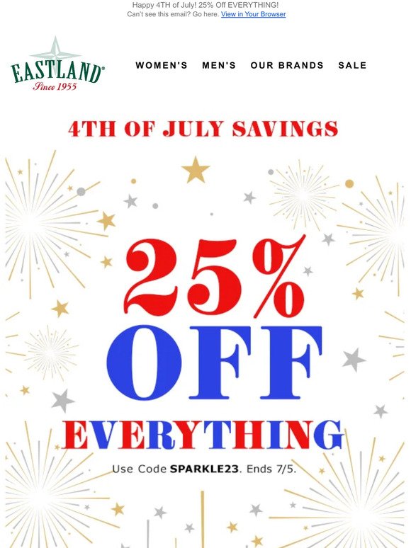 EVERYTHING is 25% Off at Eastland this weekend. 😎