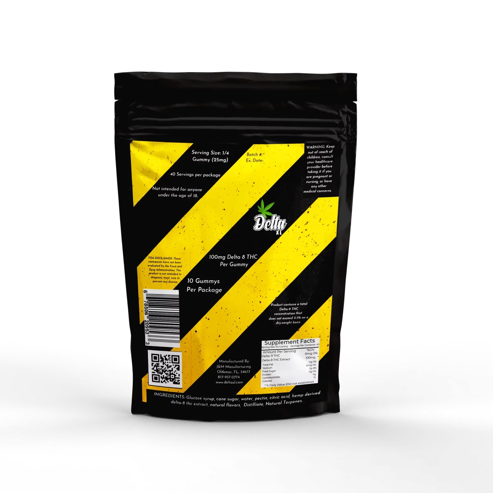 Image of DELTA 8 YELLOW JACKETS ASSORTED FRUIT -100MG D8 PER GUMMY (10CT or 30CT) - DELTA XL