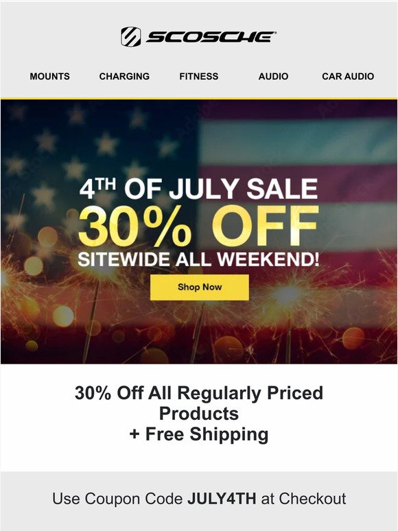🇺🇸 Celebrate Independence with 30% Off Savings at Scosche.com