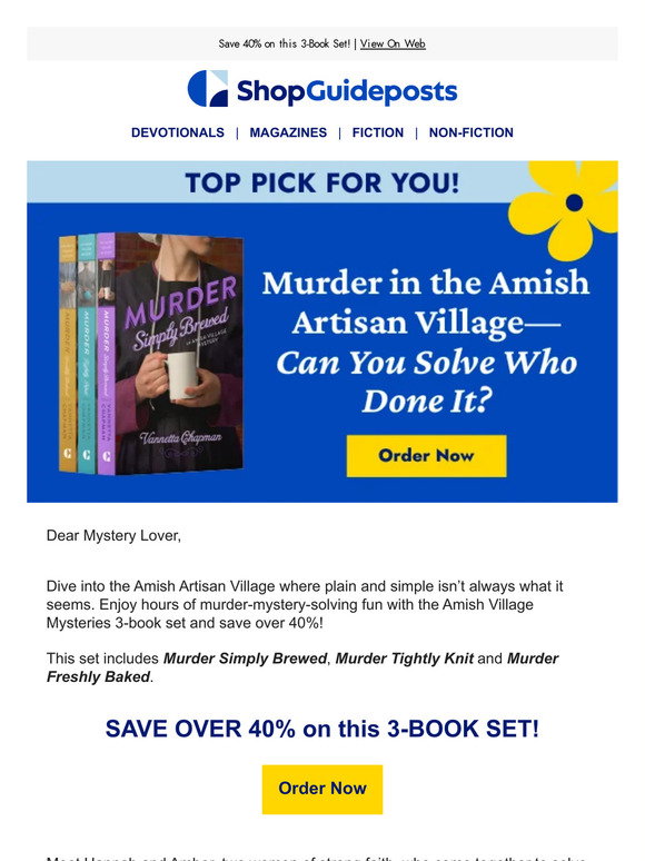 Shopguidepost Org ShopGuideposts: There's Murder Afoot in the Amish Artisan Village! | Milled