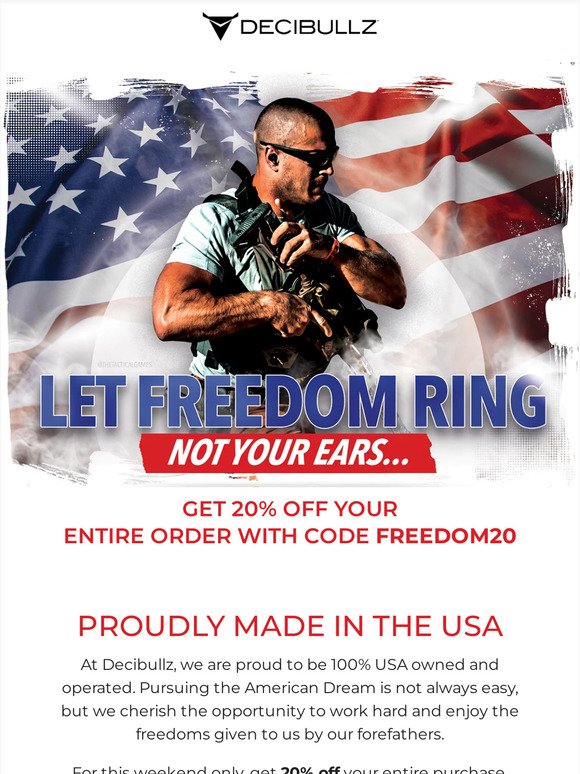 Let freedom ring and get 20% off your entire purchase! 🇺🇸