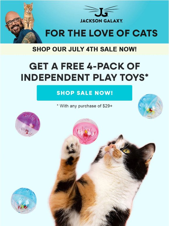 Our July 4th Sale is Live! FREE Shipping & Set of Toys with Purchase! 🎉🪩🐈‍⬛