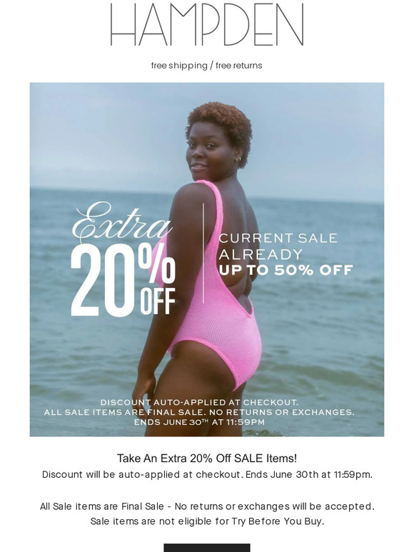 Last Day To Shop Our Extra 20% Off SALE