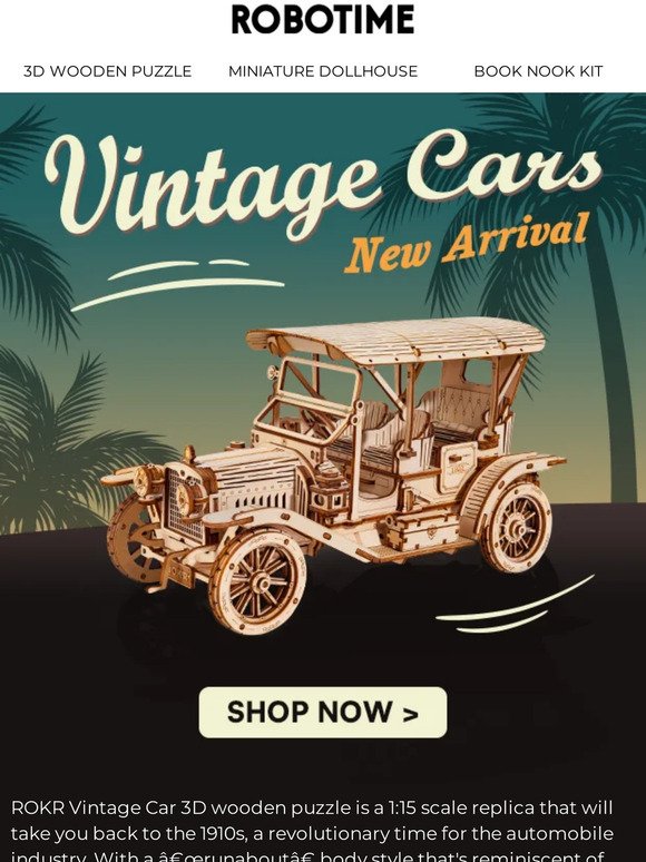 【NEW ARRIVAL】ROKR Vintage Car 3D Wooden Puzzle MC801