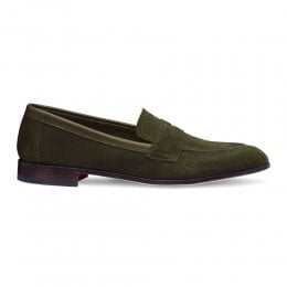 Toby Collapsible Penny Loafer in Dark Sage Suede