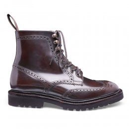 Olivia II Derby Brogue Boot in Maronite Rub Off Leather