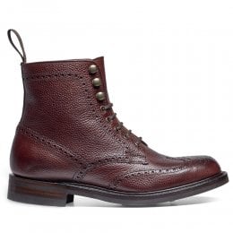 Olivia R Derby Brogue Boot in Burgundy Grain Leather