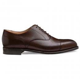 Harrington Capped Oxford in Dark Brown Calf Leather | Leather Sole