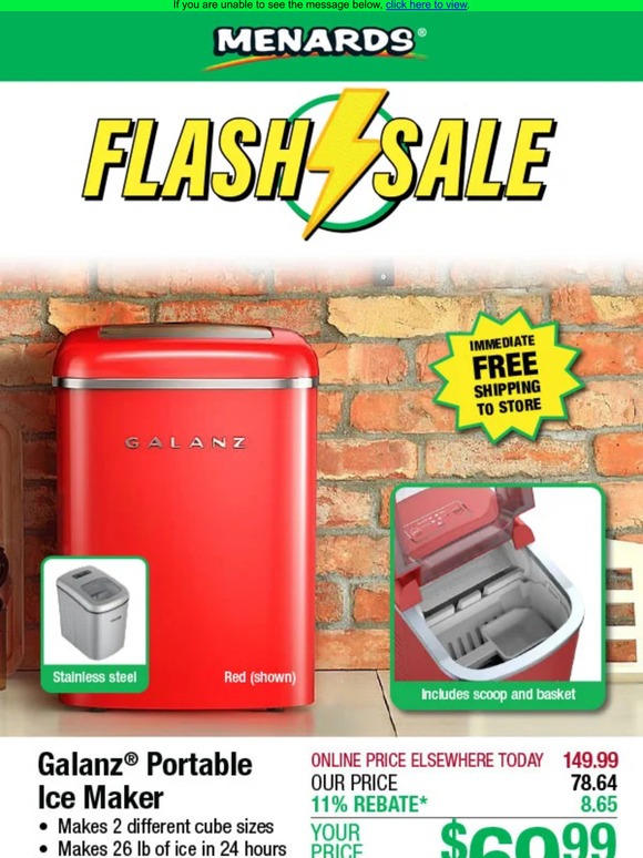 Menards Portable Ice Maker ONLY 69.99! Milled