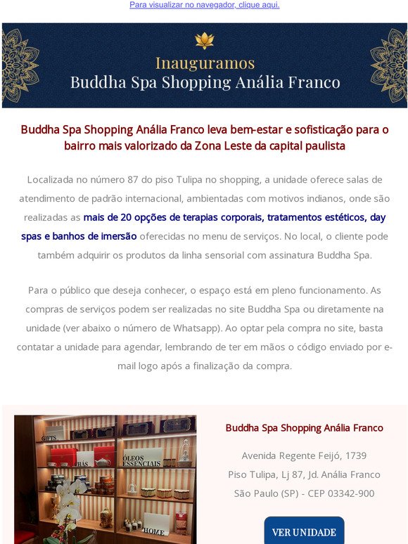 Buddha Spa inaugura refúgio de bem-estar no Shopping Anália Franco
