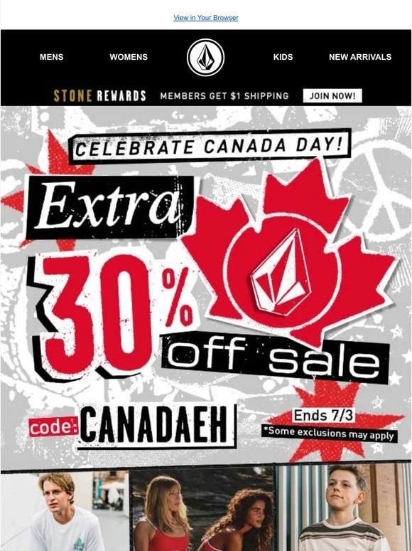 Celebrate Canada Day! Here's an extra 30% off sale items!