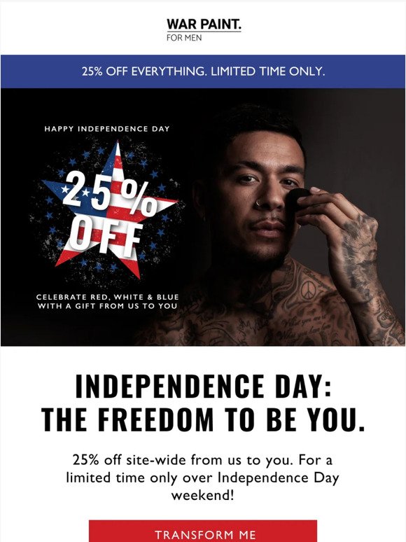 25% off site-wide this independence day.