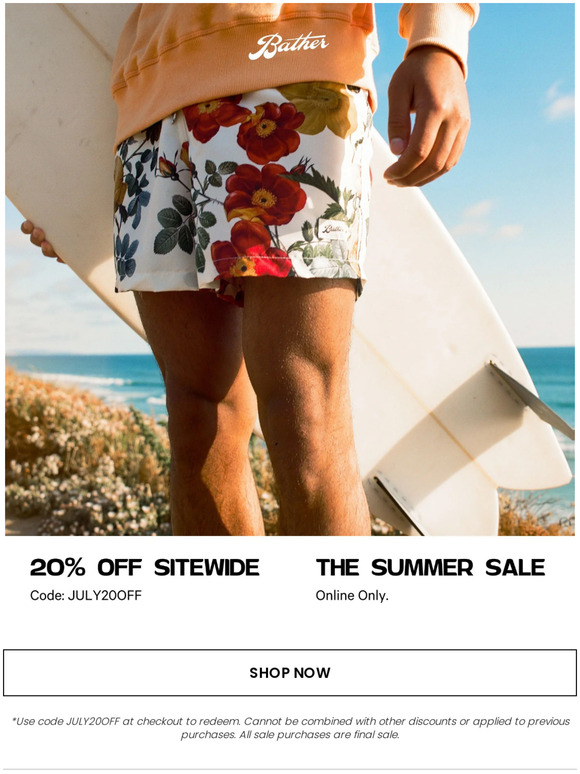 SALE STARTS NOW: 20% OFF SITEWIDE