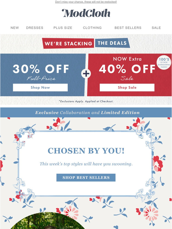 Modcloth Email Newsletters Shop Sales, Discounts, and Coupon Codes
